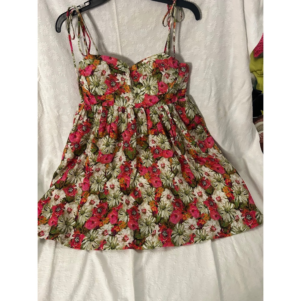 Jacquie Floral Bustier MiniDress coquette Cottagecore milkmaid Pink Green  Large